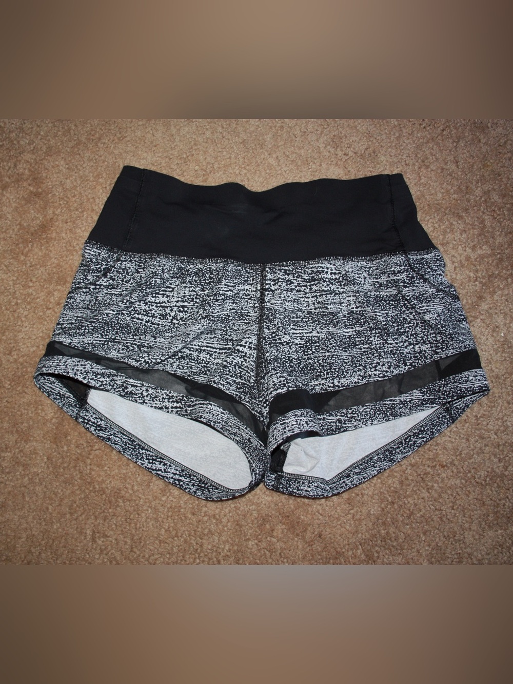 lululemon athletica Black and White Marled High-Rise Athletic Shorts